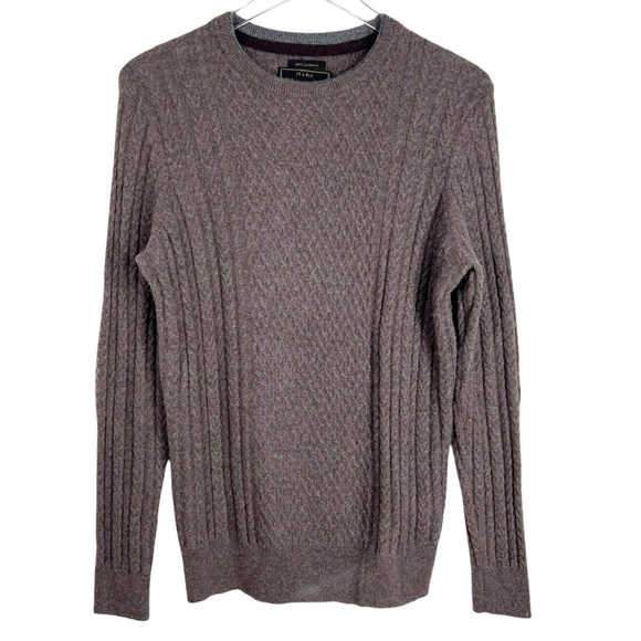 JOS. A. BANK RESERVE Brown Cashmere Cable Knit Crewneck Men's Medium Sweater - Picture 1 of 8
